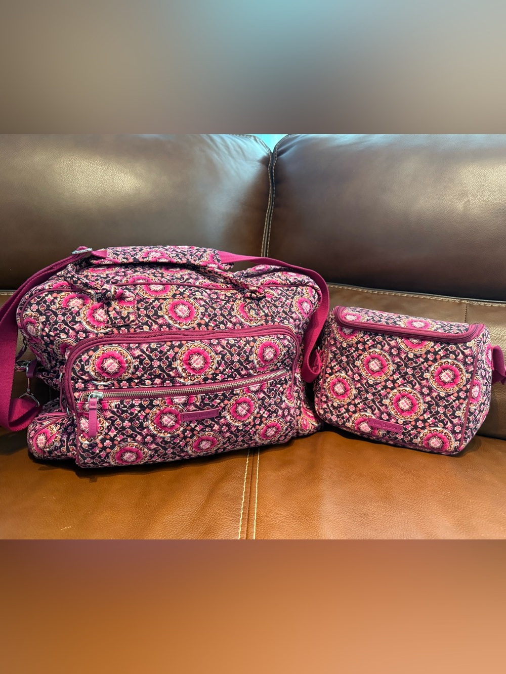 Vera Bradley Travel Weekender & Lunchbox Raspberry Medallion NWOT